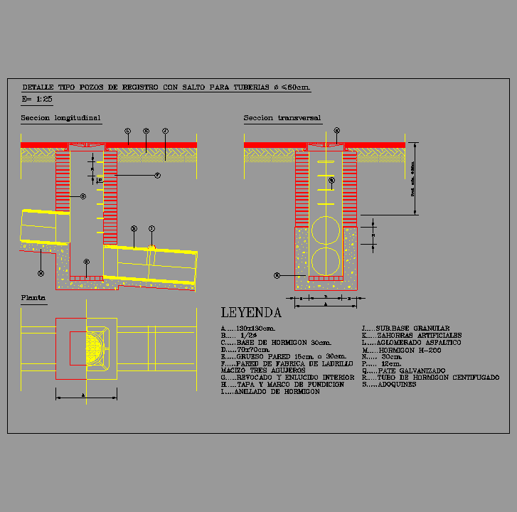 Bloque Autocad Pozo O60cm registro